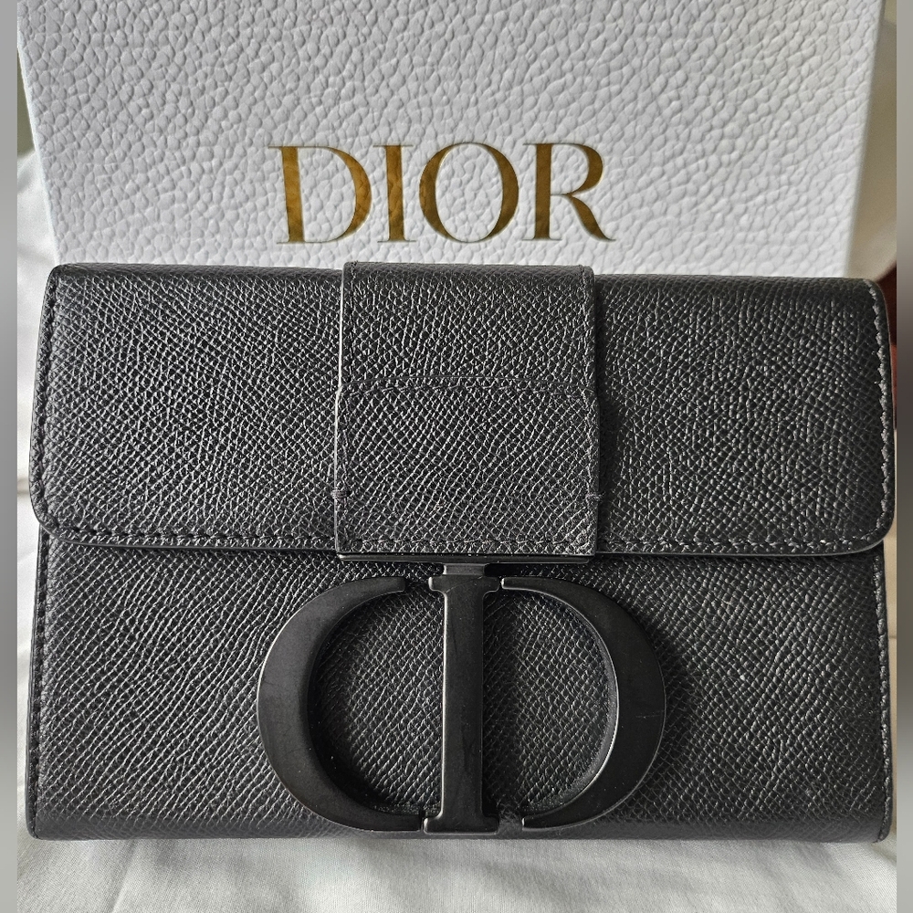 AUTH CHRISTIAN DIOR Montaigne Box Black Grained Calf Leather Bag - Picture 2 of 14